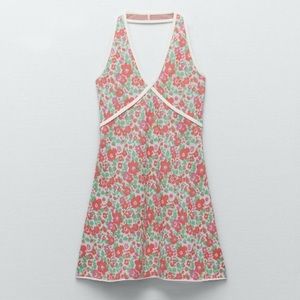zara knit halter floral dress